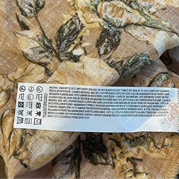 MNG Linen Blouse Women’s Sz 6 Floral Button Up Fall Nude Floral Oversized Sz 6 - Picture 6 of 11